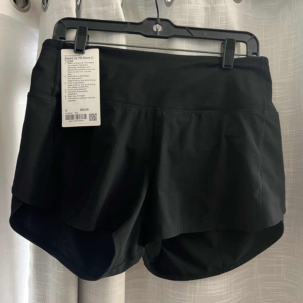 EUC lululemon speed up high rise 4” inseam size 8 black
